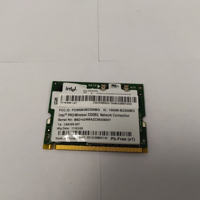 Carte WiFi Intel PRO/Wireless 2200BG pour Medion Lifetec LT97500