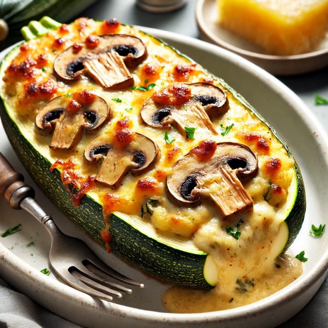 Farcies de courgettes au fromage et champignons Kéto