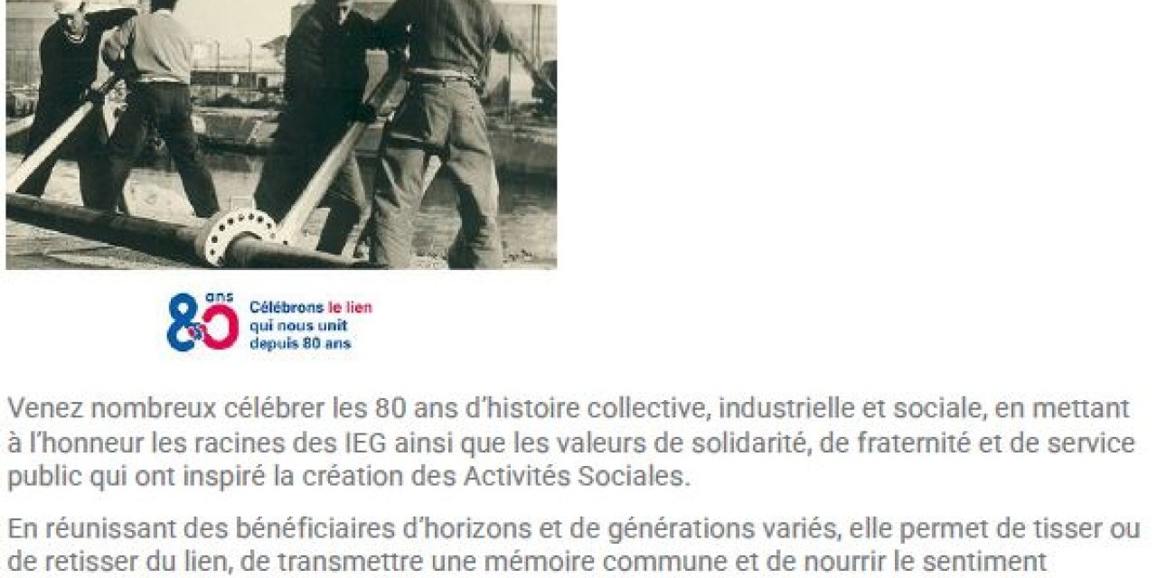 SOIREE 80 ANS DE LA NATIONALISATION DES IEG