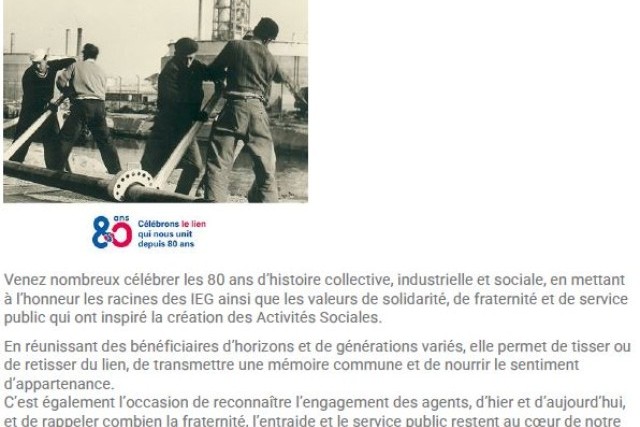 SOIREE 80 ANS DE LA NATIONALISATION DES IEG