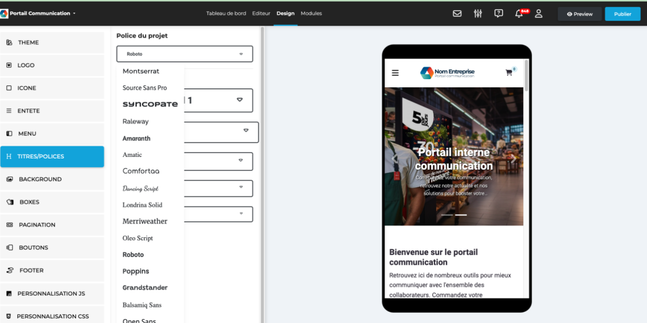 Personnaliser les styles de polices du site internet