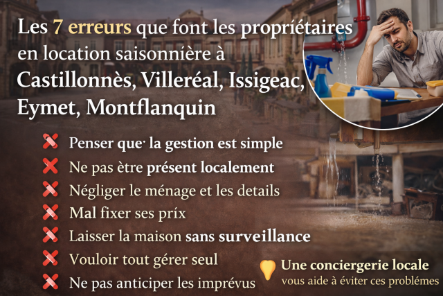 Les 7 erreurs que font les propriétaires en location saisonnière à Castillonnès, Villeréal, Issigeac, Eymet et Montflanquin