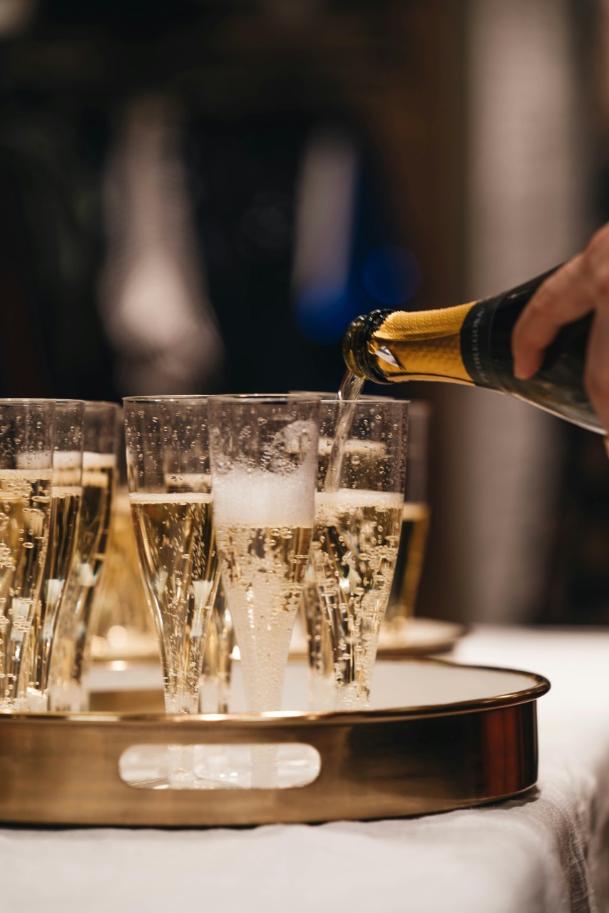 Champagne being poured into a glass